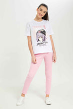 Load image into Gallery viewer, تيشيرت باللون الأبيض مطبوع للبنات لكبار