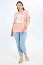 Load image into Gallery viewer, تيشيرت مطبوع باللون الوردي للنساء بمقاسات كبيرة