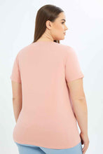 Load image into Gallery viewer, تيشيرت مطبوع باللون الوردي للنساء بمقاسات كبيرة