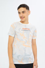 Load image into Gallery viewer, تيشيرت مطبوع باللونين البيج والرمادي للأولاد الكبار