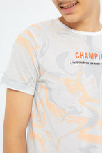 Load image into Gallery viewer, تيشيرت مطبوع باللونين البيج والرمادي للأولاد الكبار