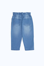 Load image into Gallery viewer, بنطلون جينز فضفاض بجيوب باللون الأزرق للبنات