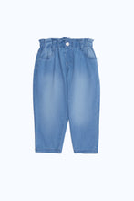 Load image into Gallery viewer, بنطلون جينز فضفاض بجيوب باللون الأزرق للبنات