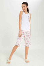 Load image into Gallery viewer, طقم بيجامة باللون الأبيض للبنات الكبار (قطعتين)