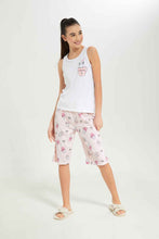 Load image into Gallery viewer, طقم بيجامة باللون الأبيض للبنات الكبار (قطعتين)