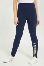 Load image into Gallery viewer, ليغينغ باللون الكحلي مطبوع للبنات الكبار