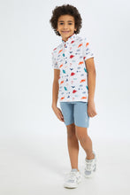 Load image into Gallery viewer, شورت سهل الارتداء باللون الأزرق للأولاد الصغار