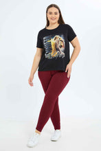 Load image into Gallery viewer, ليغينغ سادة باللون الأحمر الداكن للنساء