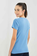 Load image into Gallery viewer, تيشيرت باللون الأزرق مطبوع للبنات الكبار