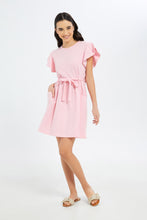 Load image into Gallery viewer, فستان قصير باللون الوردي للبنات الكبار