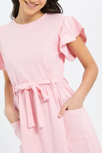 Load image into Gallery viewer, فستان قصير باللون الوردي للبنات الكبار