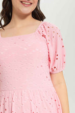 Load image into Gallery viewer, فستان مفرغ باللون الوردي للبنات الكبار