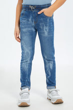Load image into Gallery viewer, الأكثر مبيعاً بنطلون جينز باللون الأزرق للأولاد الصغار