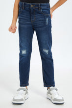 Load image into Gallery viewer, بنطلون جينز كحلي ممزق للأولاد الصغار