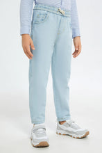 Load image into Gallery viewer, بنطلون جينز بخصر مطاطي باللون الأزرق للأولاد الصغار