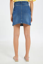Load image into Gallery viewer, تنورة دنيم باللون الأزرق للبنات الكبار