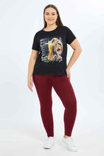 Load image into Gallery viewer, تيشيرت أسود بطبعة جينفر لوبيز للنساء