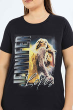 Load image into Gallery viewer, تيشيرت أسود بطبعة جينفر لوبيز للنساء