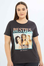 Load image into Gallery viewer, تيشيرت باللون الرمادي بطبعة للنساء