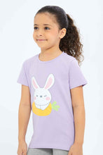 Load image into Gallery viewer, تيشيرت باللون الليلك مطبوع للبنات الصغار