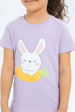 Load image into Gallery viewer, تيشيرت باللون الليلك مطبوع للبنات الصغار