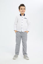 Load image into Gallery viewer, بنطلون كاروهات باللون الرمادي سهل الأرتداء للأولاد الصغار
