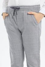 Load image into Gallery viewer, بنطلون كاروهات باللون الرمادي سهل الأرتداء للأولاد الصغار