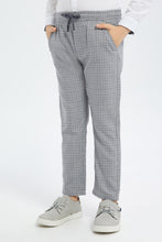 Load image into Gallery viewer, بنطلون كاروهات باللون الرمادي سهل الأرتداء للأولاد الصغار