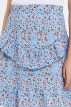 Load image into Gallery viewer, تنورة بطبعة زهر باللون الأزرق للبنات الكبار