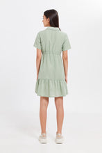 Load image into Gallery viewer, فستان بأزرار أمامية باللون الأخضر للبنات الكبار