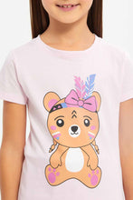 Load image into Gallery viewer, تيشيرت بطبعة باللون الوردي للبنات الصغار
