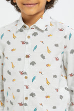Load image into Gallery viewer, قميص مطبوع باللون الأبيض بكم طويل للأولاد الصغار