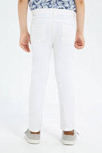 Load image into Gallery viewer, بنطلون جينز سادة باللون الأبيض للأولاد الصغار