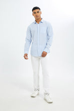 Load image into Gallery viewer, قميص سادة باللون الأزرق للرجال