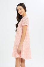 Load image into Gallery viewer, فستان بأكمام قصيرة باللون الوردي للبنات الكبار