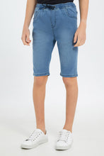 Load image into Gallery viewer, شورت سهل الإرتداء باللون الأزرق للأولاد الكبار