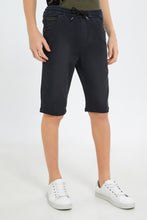 Load image into Gallery viewer, شورت سهل الإرتداء باللون الأسود للأولاد الكبار