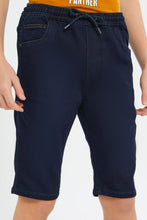 Load image into Gallery viewer, شورت سهل الإرتداء باللون الكحلي للأولاد الكبار