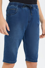 Load image into Gallery viewer, شورت سهل الإرتداء باللون الأزرق للأولاد الكبار