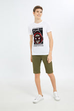 Load image into Gallery viewer, شورت سهل الإرتداء باللون الزيتي للأولاد الكبار