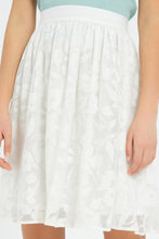 Load image into Gallery viewer, تنورة طبقات مطبوعة باللون الأبيض للبنات الكبار