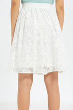 Load image into Gallery viewer, تنورة طبقات مطبوعة باللون الأبيض للبنات الكبار