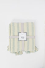 Load image into Gallery viewer, بطانية مخططة بملمس بارز بشراشيب باللون الأزرق الفاتح