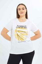 Load image into Gallery viewer, تيشيرت أبيض بطبعة للنساء