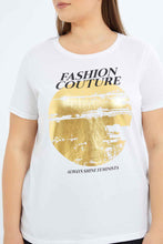 Load image into Gallery viewer, تيشيرت أبيض بطبعة للنساء