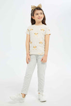 Load image into Gallery viewer, تي شيرت مطبوع باللون البيج للبنات