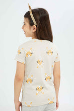 Load image into Gallery viewer, تي شيرت مطبوع باللون البيج للبنات