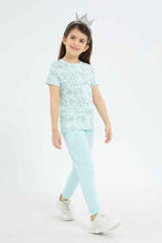 Load image into Gallery viewer, تي شيرت مطبوع بلون النعناع للبنات