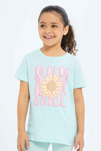 Load image into Gallery viewer, تيشيرت نعناعي مطبوع للبنات الصغار