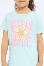 Load image into Gallery viewer, تيشيرت نعناعي مطبوع للبنات الصغار
